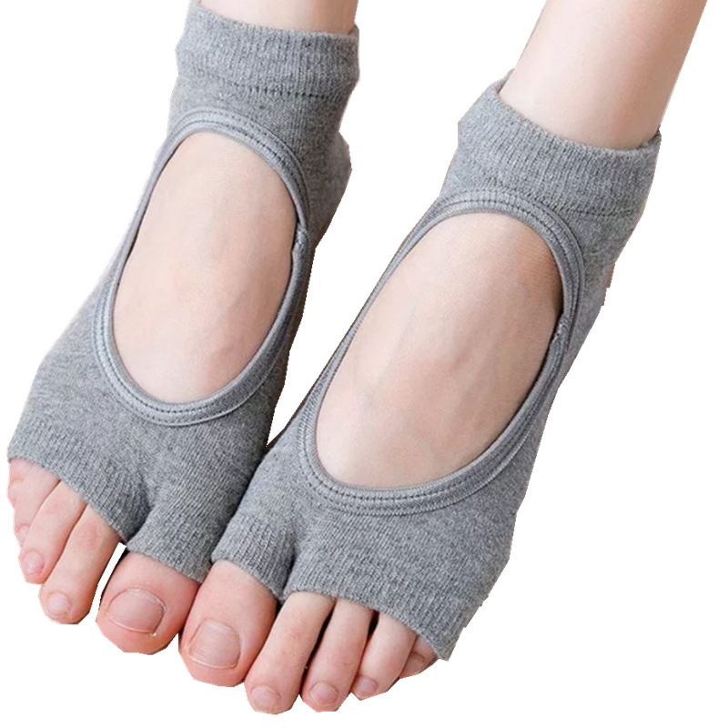 Two-Finger Yoga Socks Backless Silicone Point Bottom Non-Slip Wear-Resistant Flat Yoga Dance Fitness Floor Socks