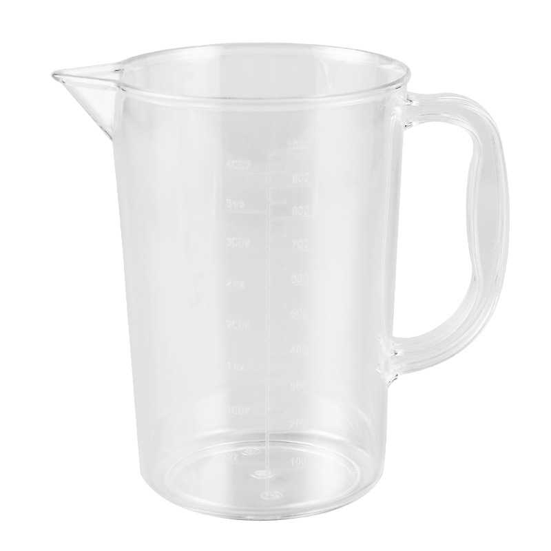 Taza de medición de plástico de PC acrílico con escala y mango hervidor solución transparente taza de mililitro para cocina al por mayor