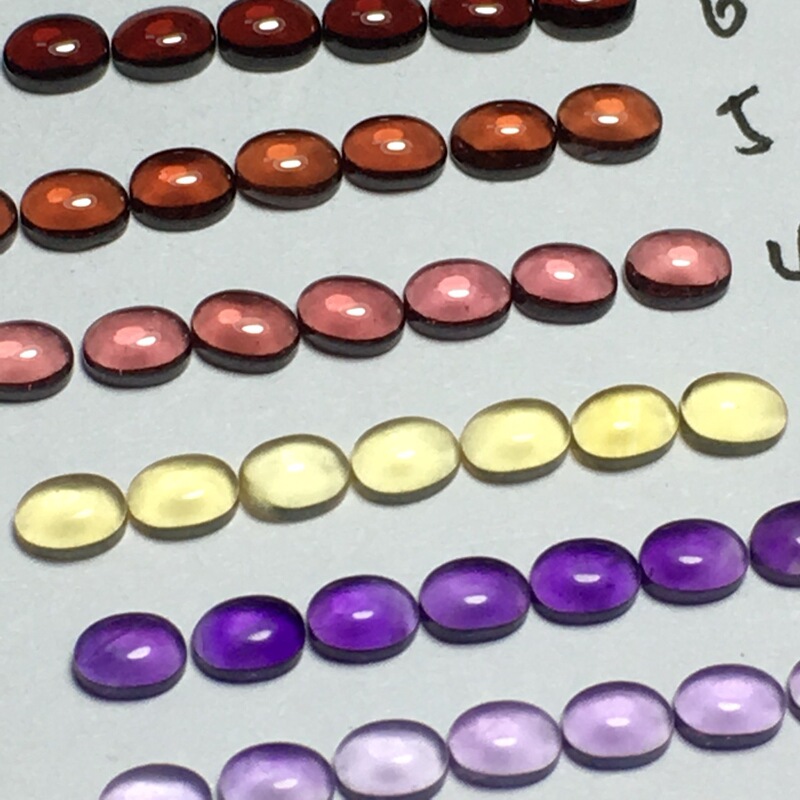 Natural amethyst natural yellow crystal natural red pomegranate flat plain face 3*4 Oval OS egg-shaped jewelry