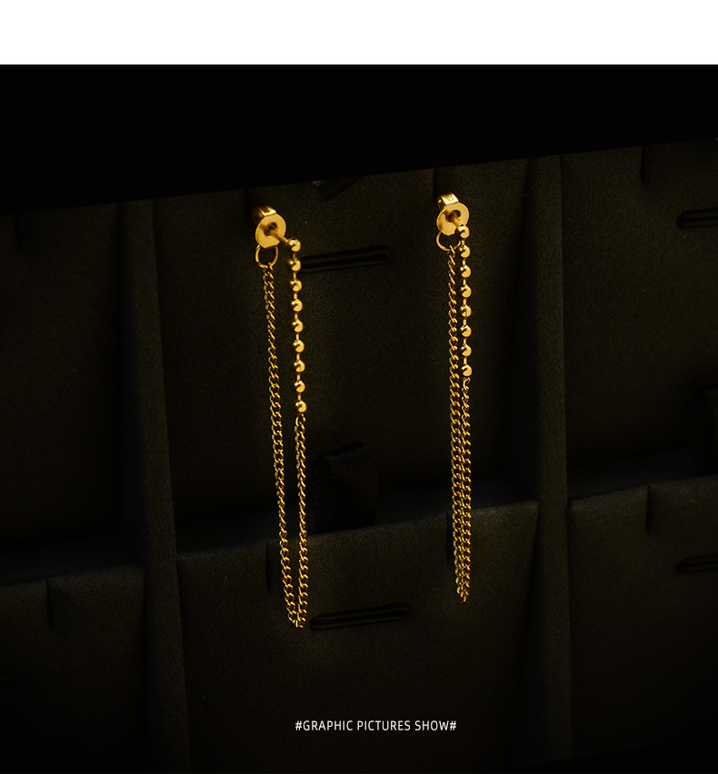 Long Ear Line Titanium Steel 18k Real Gold Anti-allergic Earrings Wholesale display picture 13