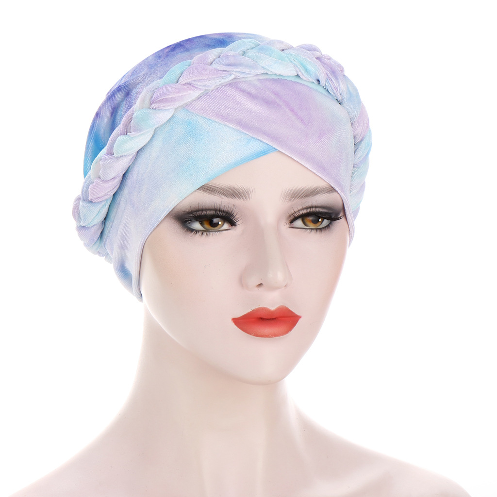 Tie-dye Sanded Milk Velvet Braid Hat display picture 3