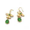 Retro organic crystal jade, fashionable earrings, cat's eye, suitable for import