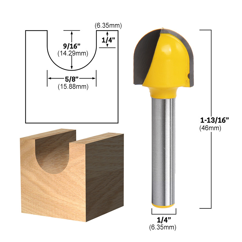 优利可钨钢合金1/4柄圆底花边刀圆头刀木工电脑圆球头雕刻机刀具