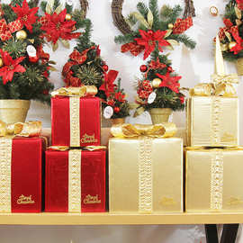 金色圣诞礼包套餐礼盒装饰品圣诞商场橱窗场景布置套装礼品装饰