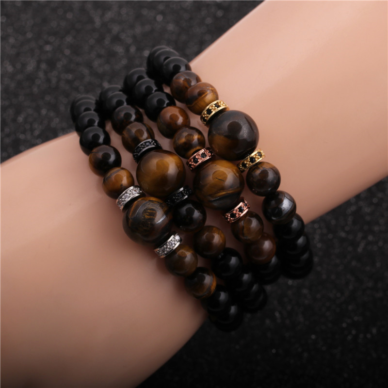 Pulsera De Ágata Brillante Con Piedras De Ojo De Tigre Y Cuentas Simples display picture 1