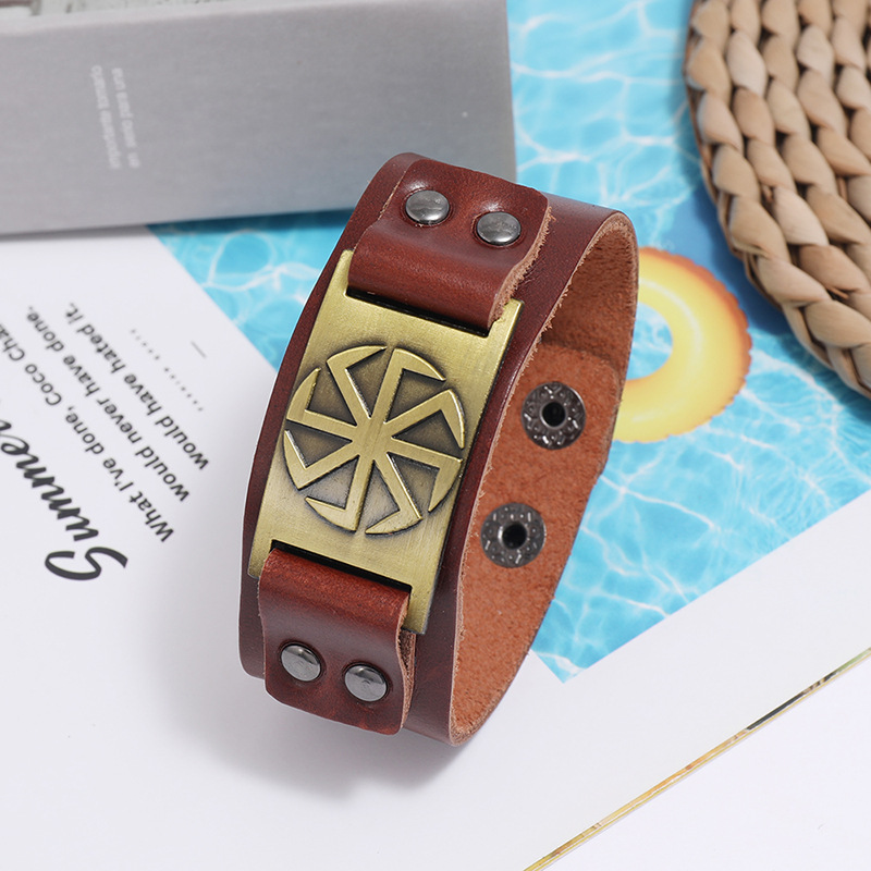retro simple punk leather bracelet