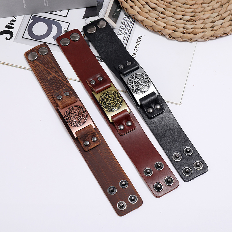 retro tree of life leather bracelet