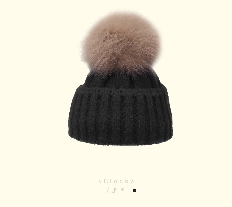 Children's Fur Ball Wool Hat display picture 8