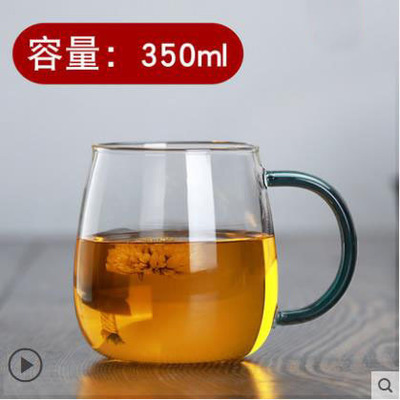 Taza de agua de vidrio de borosilicato lindo simple taza de setas mango de color con tapa de vidrio de oficina en casa taza de una sola capa