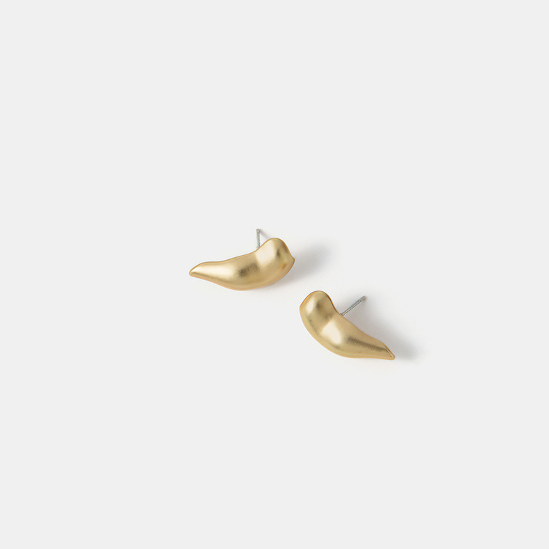 New Popular Brass Matte Earrings Geometric Irregular S925 Silver Earrings For Women display picture 2