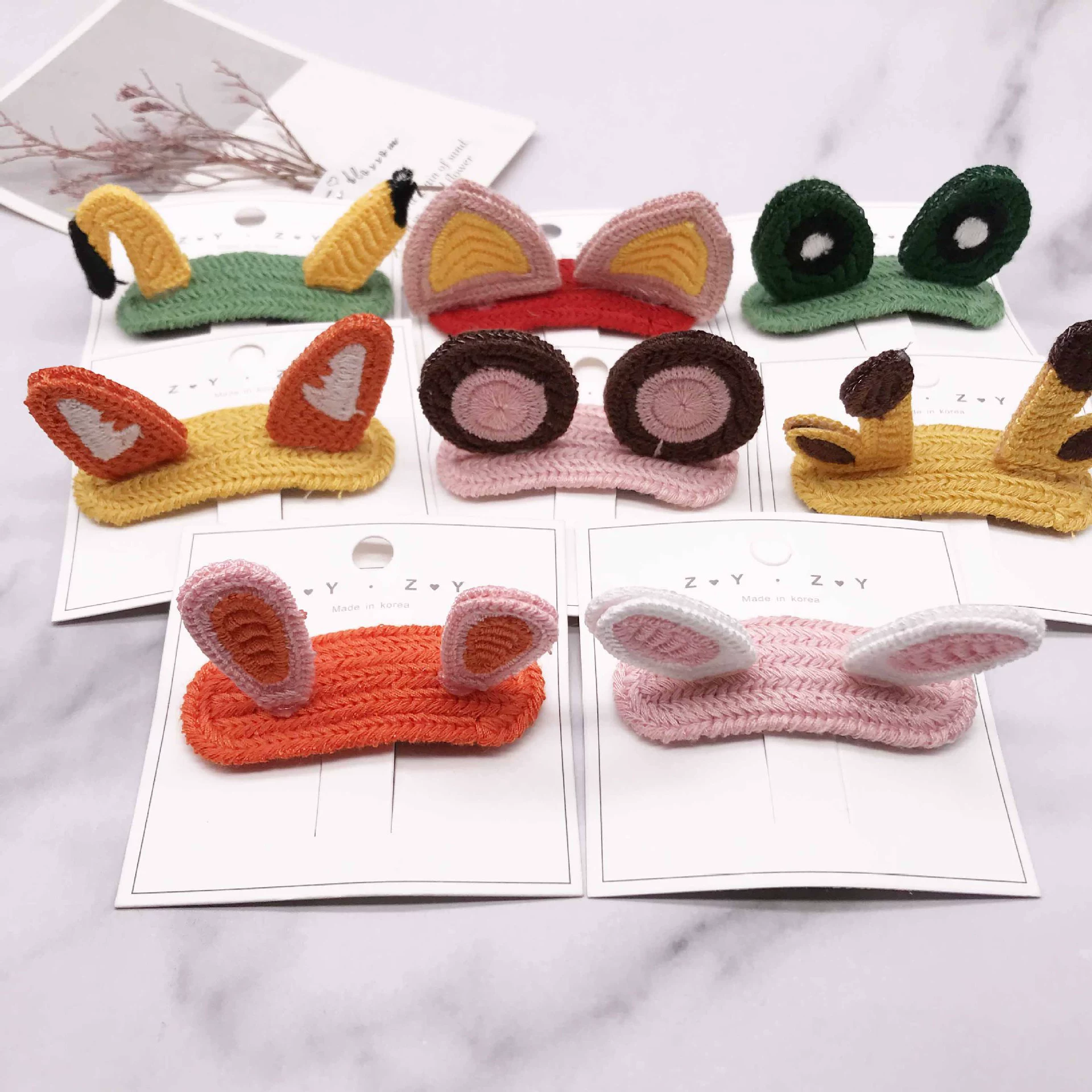 Корейская милая шерстяная заколка для волос в виде животного, стерео заколка для волос в виде кроличьего ушка, шерстяное кольцо для волос в виде жирафа, женская заколка для волос в виде лягушки