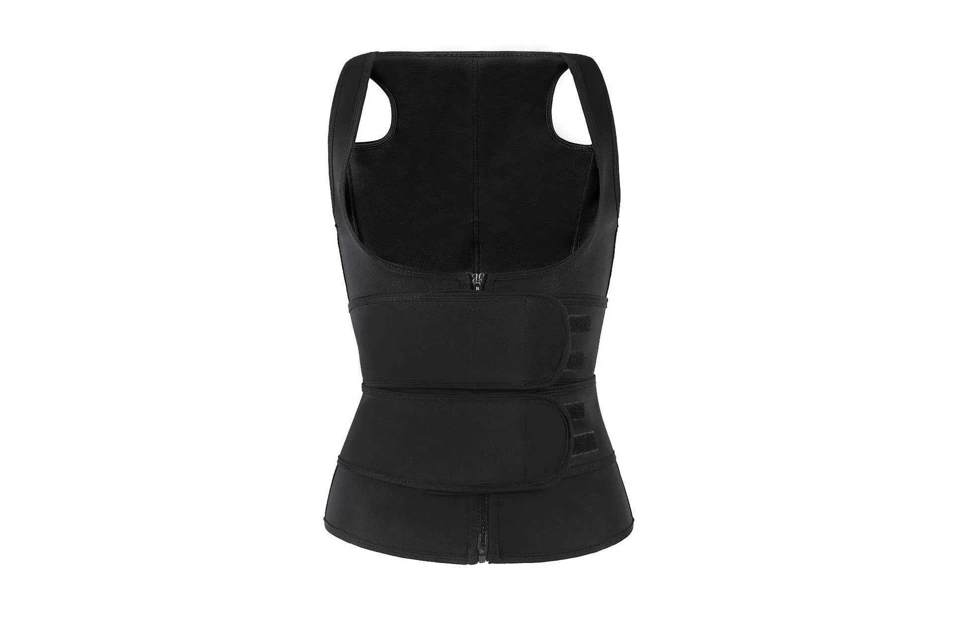 Full‑body shapewear vest, women’s, waist belt with zip, tight shaping, black, S–5XL