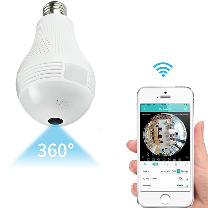 V380雄迈全景灯泡摄像头 家用无线智能WIF摄像机bulb wifi camera