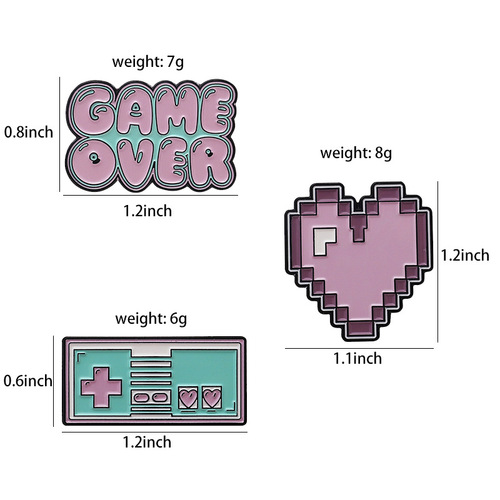 Cute cartoon pink game console game over enamel brooch mosaic love corsage wholesale
