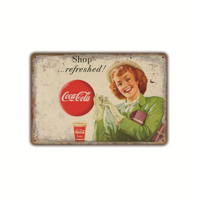 Безрамочная металлическая вывеска (Coca-Cola) ретро рекламный плакат, 20×30 см, винтажное декоративное украшение