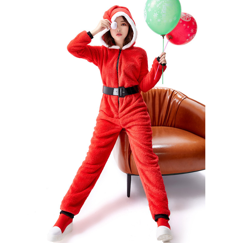 Christmas Red Santa Claus cosplay Costume Parent-child Home Loosely Casual Long-sleeved Body Clothes