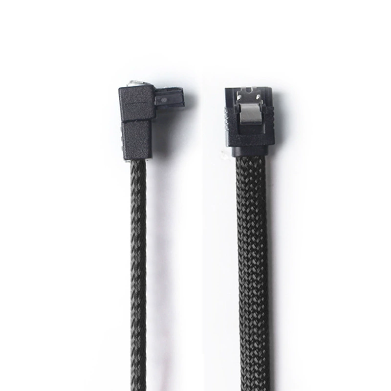 SATA III кабель LELEFOR, прямой 7‑pin + уголок, 6 Гбит/с, нейлоновый braided, длина 0.3/0.5/1 м