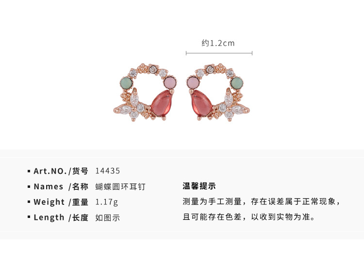 925 Silver Needle Petite Mini Zircon Butterfly Garland Small Earrings Wholesale Nihaojewelry display picture 14