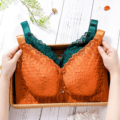 Thai natural latex underwear for fat mm, big breasts, full cup, large size, no steel rims, thin adjustable women's bra