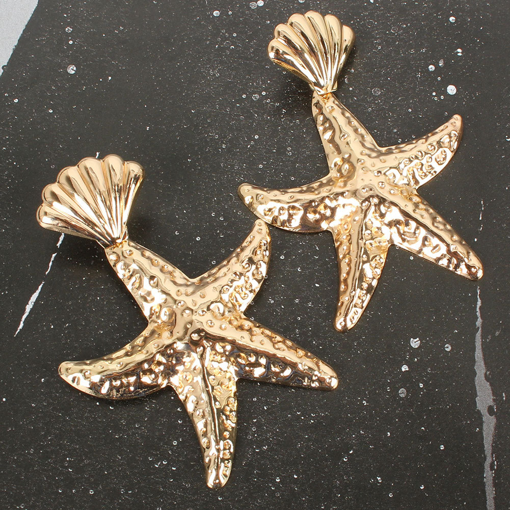 Lady Fashion Ethnic Style Starfish Plating Inlaid Shell Alloy No Inlaid Earrings display picture 2