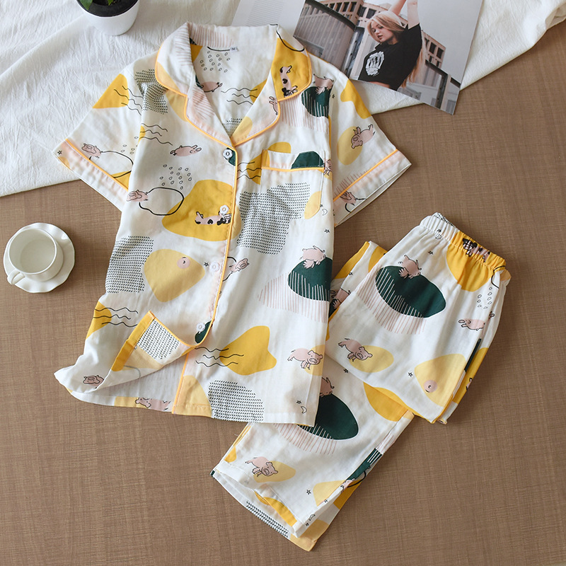 LH黄色豚の半袖長ズボン