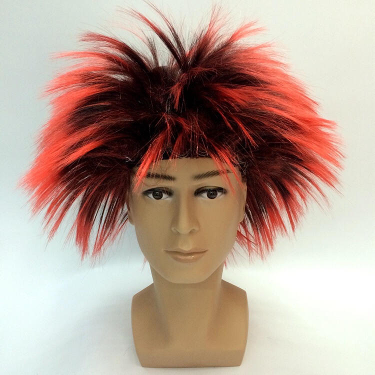 Manufacturers Export red and black hedgehog wig cactus ball type explosion hair cover Halloween type double color wig hair cover