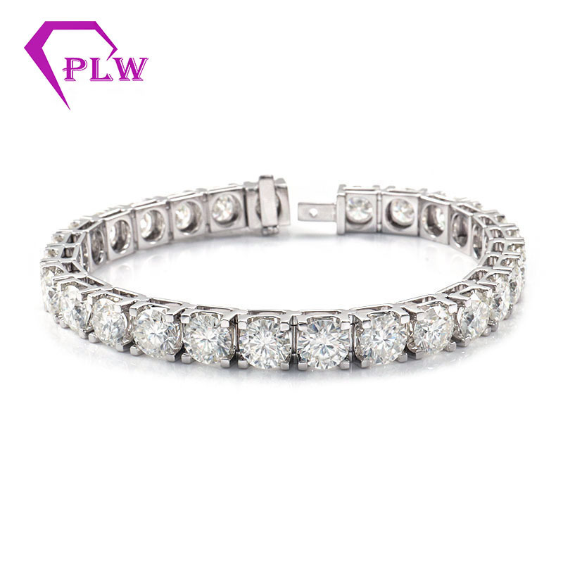 Fashion Trendy Bracelet Men's Moissanite Bracelet 18K Round European and American Single Row Moussan Couple Bracelet