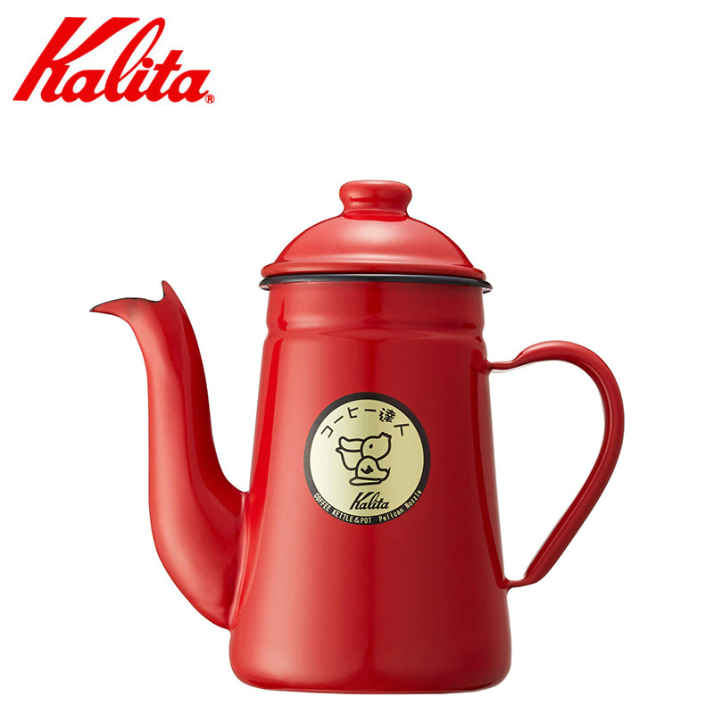 日本原装KALITA 手冲咖啡细口壶 珐琅搪瓷鹤嘴达人壶 1L 原装正品