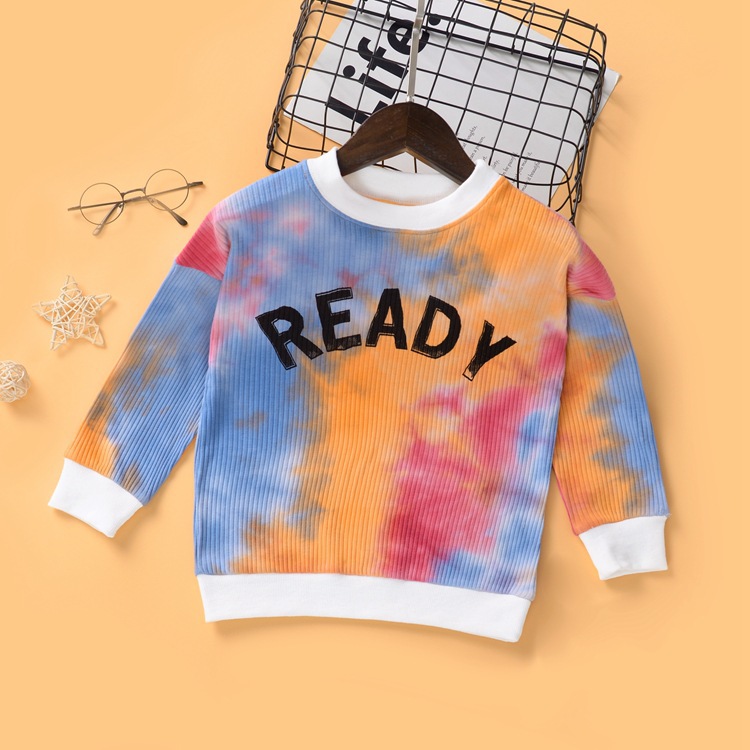 Nouveaux Vêtements Pour Enfants Pull Bébé Enfants Col Rond Manches Longues Pull Tie-dye display picture 2