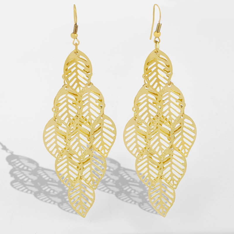 Popular Fashion Long Tassel Leaf Earrings Wholesale Nihaojewelry display picture 3