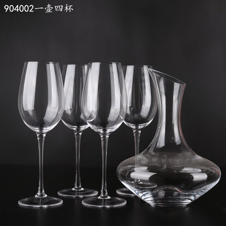 新款手工水晶玻璃酒具五件套红酒杯加醒酒器套装高脚杯酒具