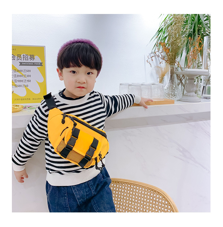 Enfants Grande Toutes Les Saisons Toile Couleur Unie Mode Ouvert Sac Banane display picture 3