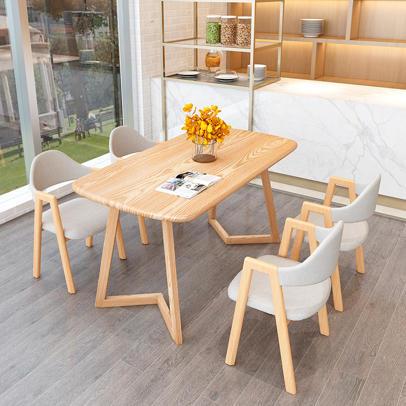 餐桌椅組合鐵藝4人6人餐桌家用小戶型長方形北歐吃飯桌子簡約現代