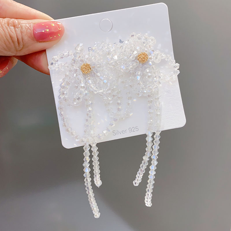 1 Pair Fashion Flower Artificial Crystal Beaded Women's Drop Earrings display picture 2