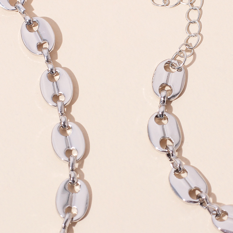 34g Weight Necklace Classification Wedding, Travel Occasion Women'S Gender White, Gold Color Fashion Pig Nose Chain Button Bracelet Necklace Sets For Women Clavicle Chain Wild Jewelry Nihaojewelry 7