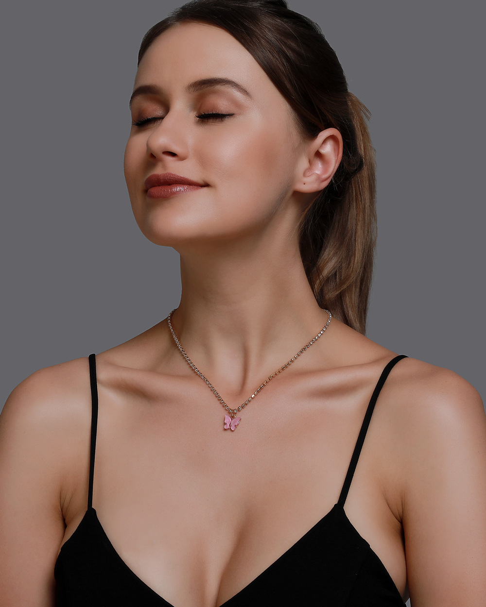 butterfly necklace wild colorful butterfly clavicle chain temperament simple butterfly pendant whole