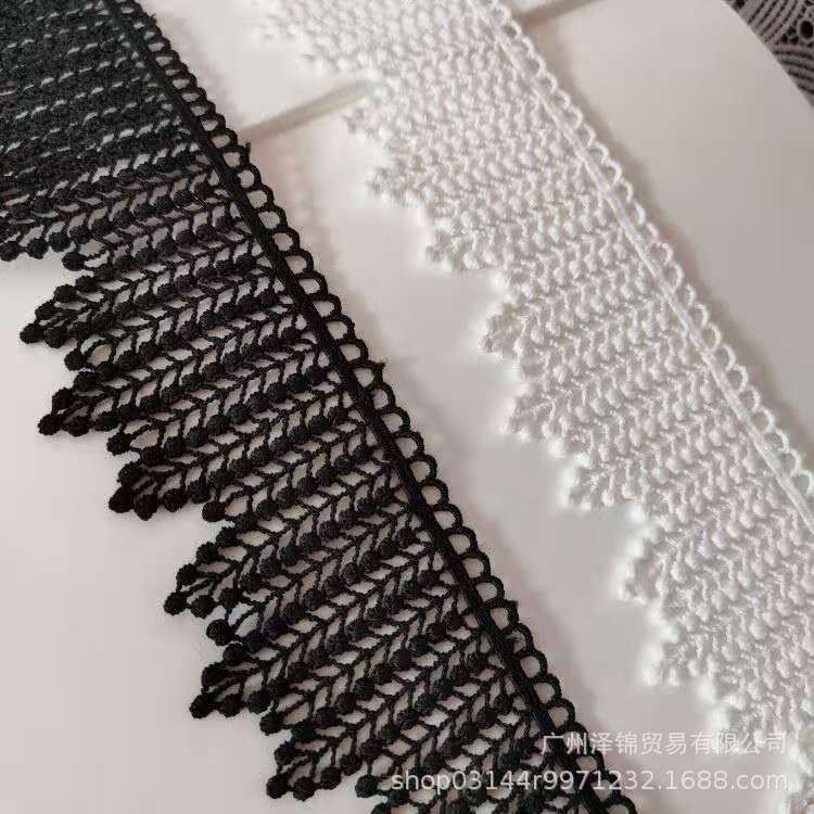 蕾丝牛奶丝花边条码 厂家新品高质量花宽5.5公分涤纶服装辅料批发