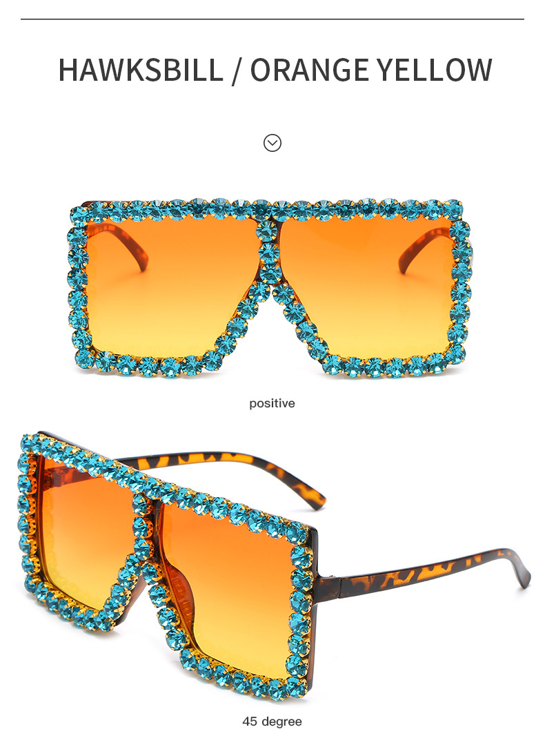 Diamond Design Fashion Style Fashion Gradient Color PC UV400 Protection Square Diamond Full Frame Women's Sunglasses