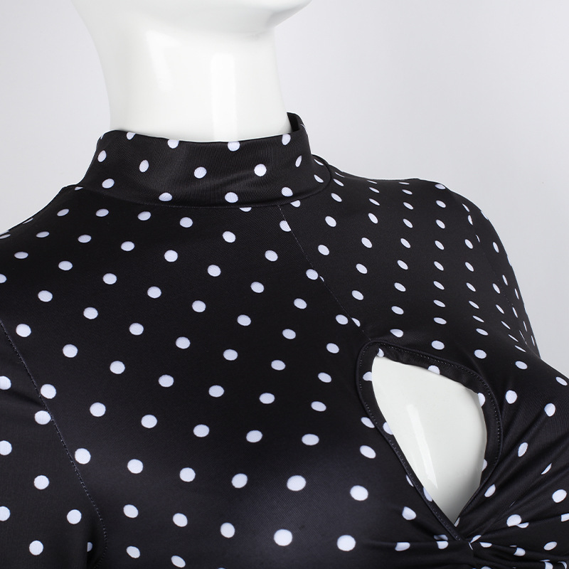 polka dot sexy long-sleeved short tops NSMEI50859