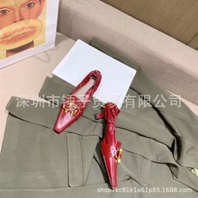 阿希哥同款20春季新品舒适百搭通勤女鞋方头金属扣浅口后弹力单鞋