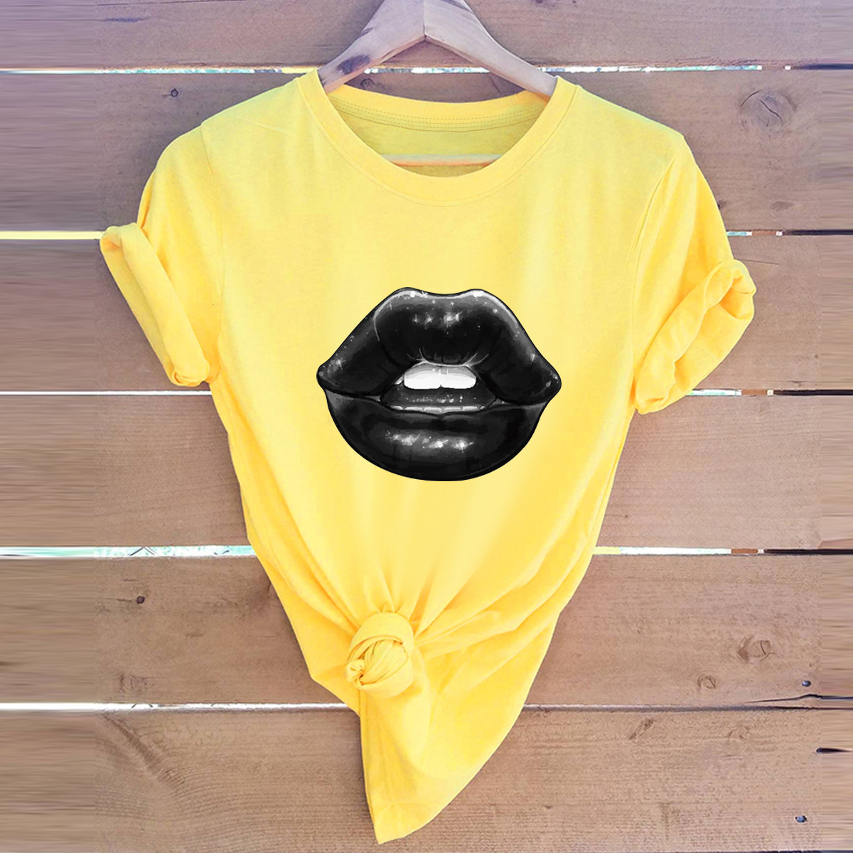 camiseta de los labios atractivos de la blusa de manga corta de la venta caliente del verano NSSN377