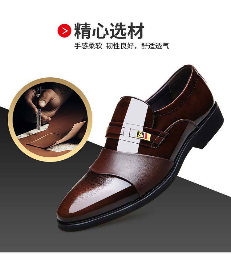 Giày da nam công sở mũi nhọn cổ thấp kiểu lười, form rộng — Giày một lớp màu nâu, Giày một lớp màu đen chi tiết 9