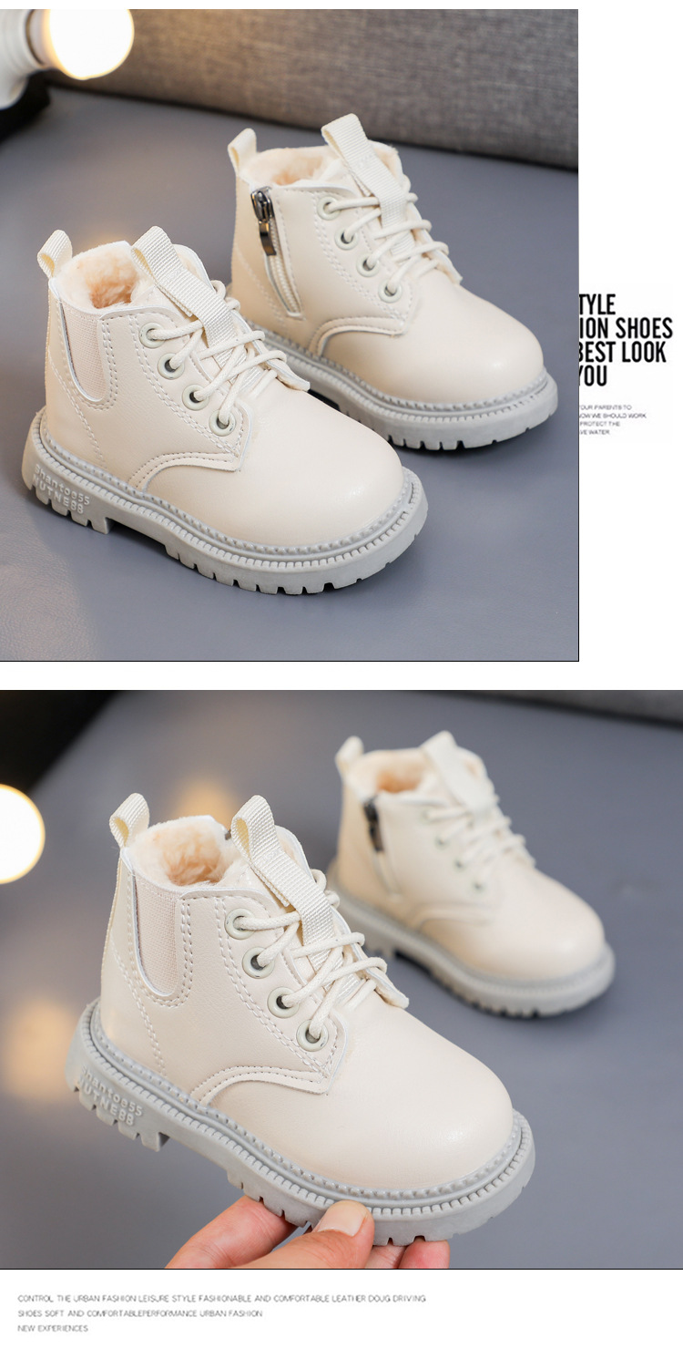 Zapatos de algodón de cuero para niños pequeños y medianos engrosados ​​de algodón para bebés de otoño e invierno_voghion.com