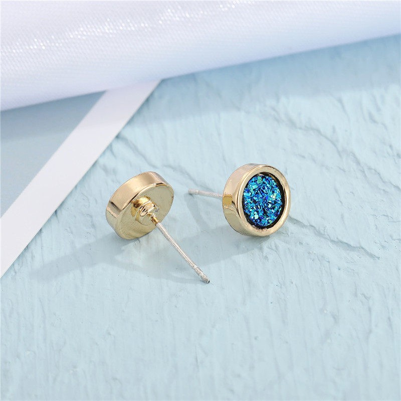 New Round Resin Blue Crystal Earrings display picture 3