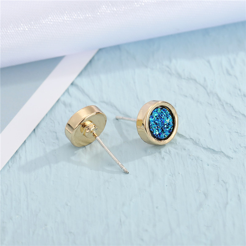 Nouvelles Boucles D&#39;oreilles Rondes En Résine Cristal Bleu display picture 3