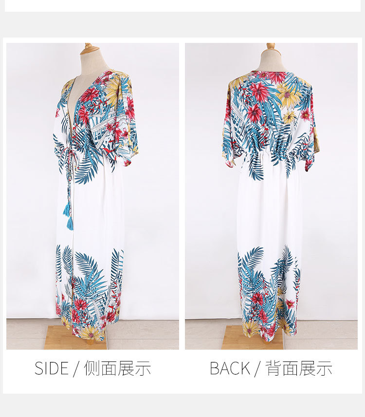 Summer  New  Printing Two-end Flower Cardigan Large Size Beach Sunscreen Bikini Outer Cover Swimsuit Smock  Nihaojewelry Wholesale display picture 2