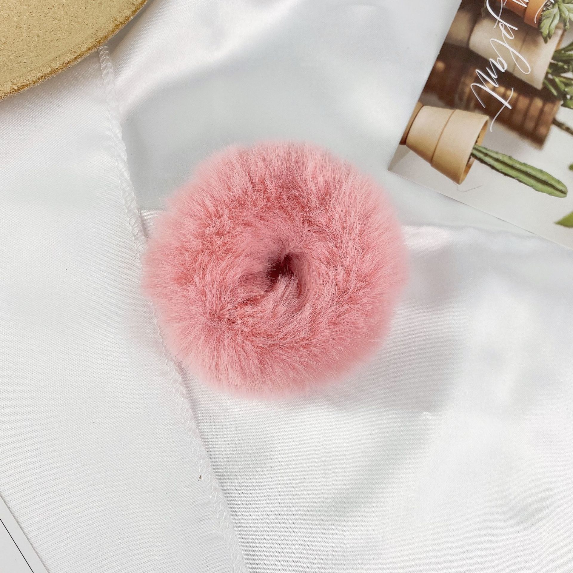 New fashion plush simple candy color imitation rabbit fur hair ring setpicture10