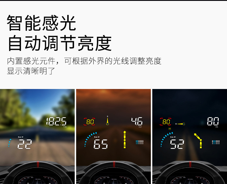 Hud Car Head-Up Display Ai Smart Digital Dog + Navigation Dual System Obd + Gps Universal for the Whole Car Q1