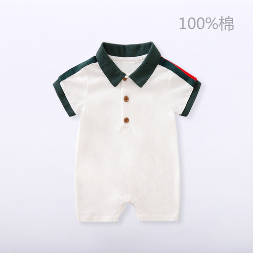 Baby Bodysuit  Summer Thin Short Sleeve Boy Baby Gentleman Crawling Suit Foreign Trade Hairy Top One Piece Dropshipping