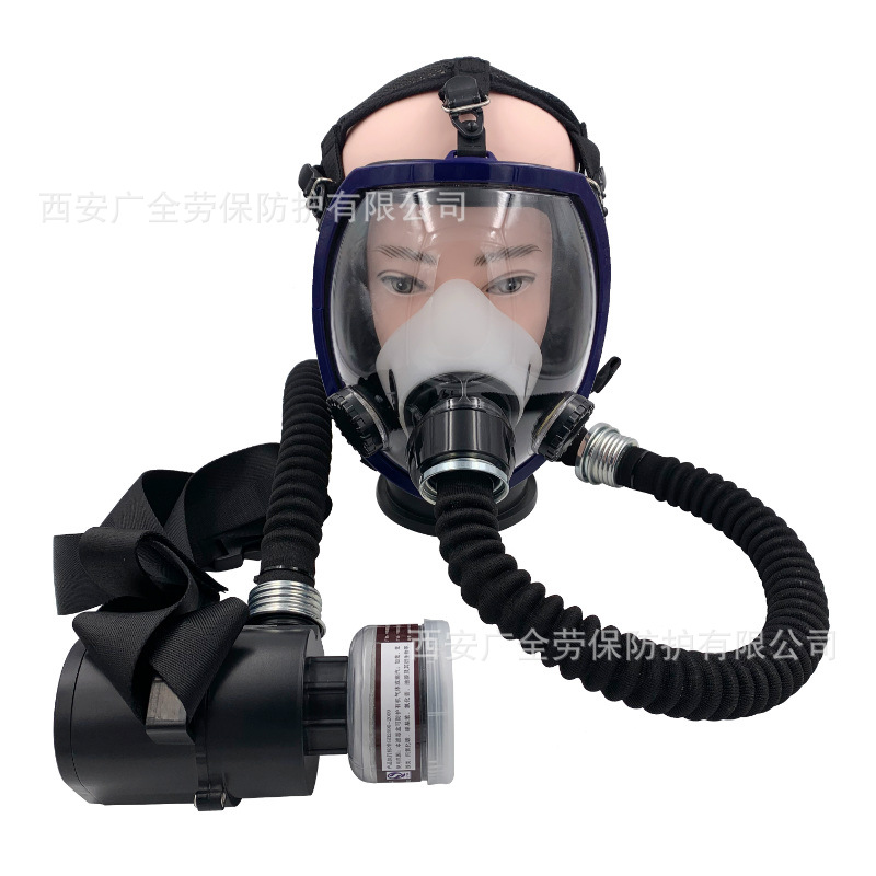 电动辅助送风机防毒面具 球形防毒全面罩可接5米10米20米导气管